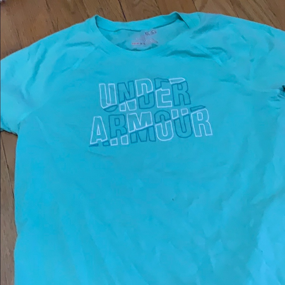 turquoise under armor tee